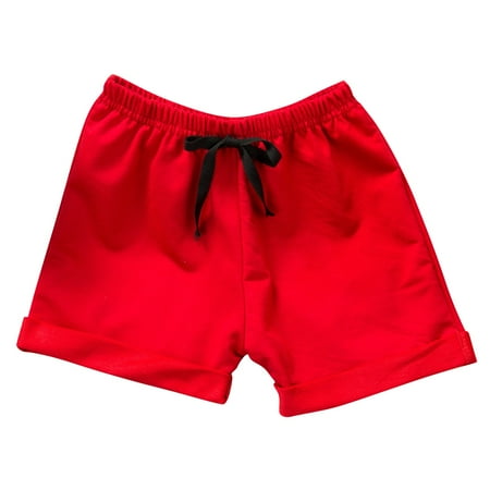 

TIREOW Kid s Daily Pants Boys Girls Toddler Summer Solid Color Cotton Five Points Shorts Thin Beach Pants with Drawstring Loose and Comfortable Toddler Pants
