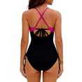 thumbnail image 6 of Enjoytime One Piece Swimsuit Women Print V Neck Tummy Control Bathing Suit Crisscross Back Modest Swimwear, 6 of 8