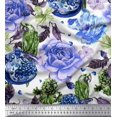 thumbnail image 1 of Soimoi Poly Georgette Fabric Parrot,Pomegranate & Rose Flower Printed Fabric 1 Yard 42 Inch Wide, 1 of 3
