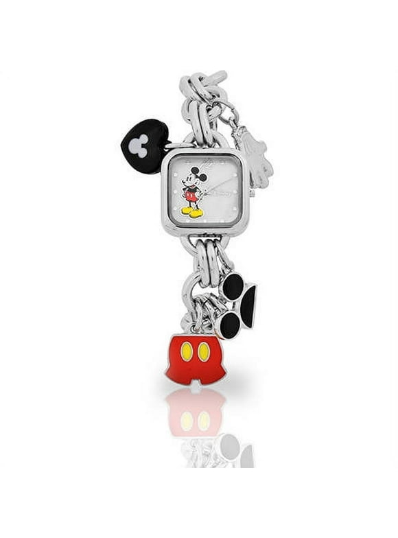 Disney Mickey Mouse Watch Adult Female Charm Bracelet Silver (MK2049)