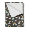 thumbnail image 2 of Rainbow Soft Flannel Fleece Throw Blanket, Rainbow Clouds Rainy Dream Fantasy Childish Birthday Playroom Bedtime Cartoon, Cozy Plush for Indoor and Outdoor Use, 60" x 80", Multicolor, by Ambesonne, 2 of 5