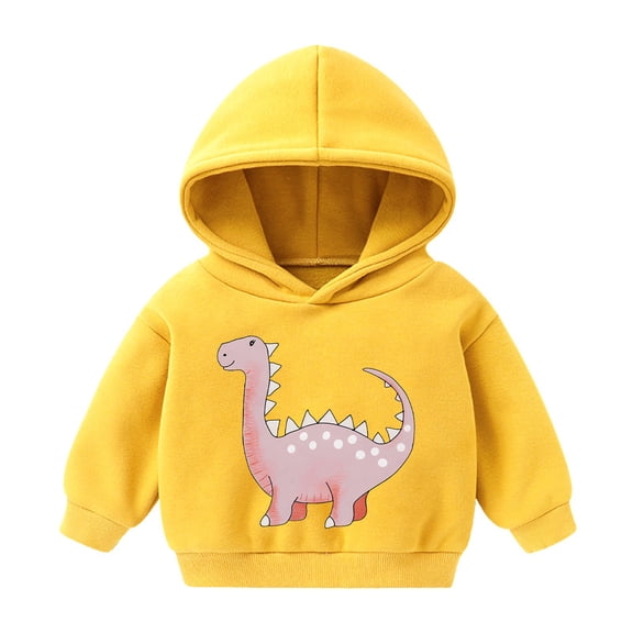 JSGEK Casual Hooded Sweatshirt Cute Print Long Sleeve Soft Warm Fabric Comfortable Hoodie for Kids Daily Wear Birthday Gift Yellow 6 Years