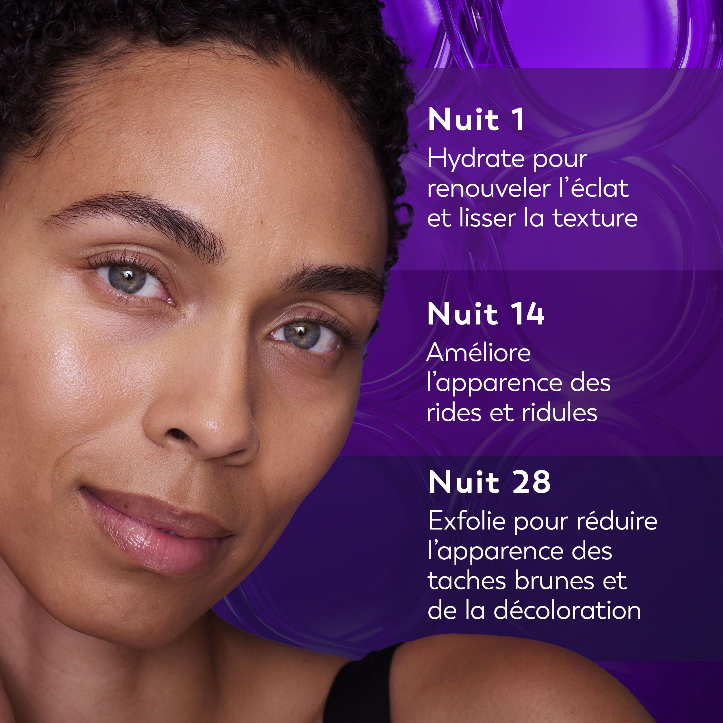 Soin exfoliant de nuit Olay Regenerist avec acide glycolique, soin ravivant et exfoliant, AHA, restructurant, texture lisse, illumine le teint, sérum de nuit léger pour un teint radieux