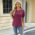 thumbnail image 2 of Zoeecloth Womens Summer T-Shirts Short Sleeve Cotton Tees Shirt Blouse S-Xxl Solid Color Loose Round Neck Tees Shirt Spring Summer Short Sleeve Tops, 2 of 8