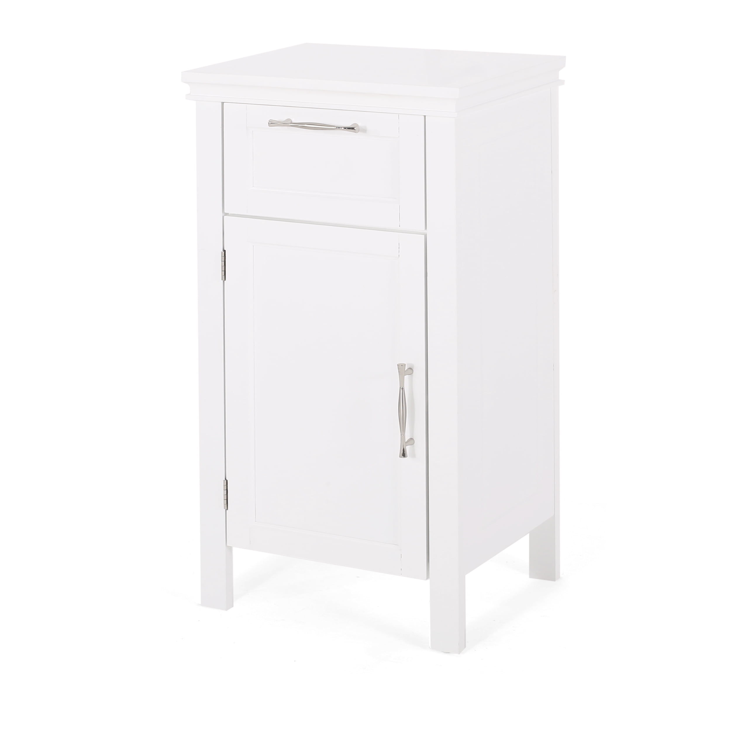 Meader Modern Bathroom Floor Storage with Drawer, White