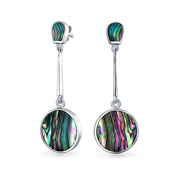 Bling Jewelry Womens   Iridescent Shell Dangle Earrings in Sterling Silver