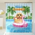 thumbnail image 3 of Hello Summer Goldendoodle at Swimming Pool Flamingo Swim Ring Shower Curtain Doodle Dog Lover Gifts Idea Waterproof Bathroom Bathtub Curtain - 12009, 3 of 5