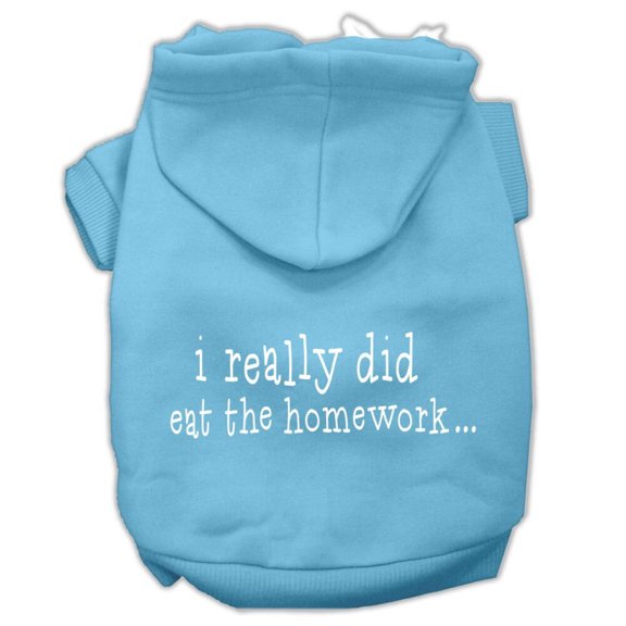 Pet Dog Cat Hoodie Screen Printed, "I Really Did Eat The Homework"
