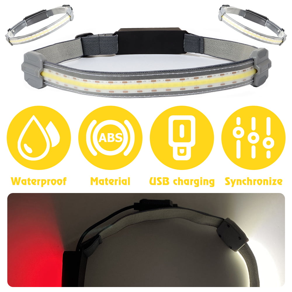 COB+LED  Head Band Light Flashlight Headlamp  Broadbeam Torch Lamp Waterproof 