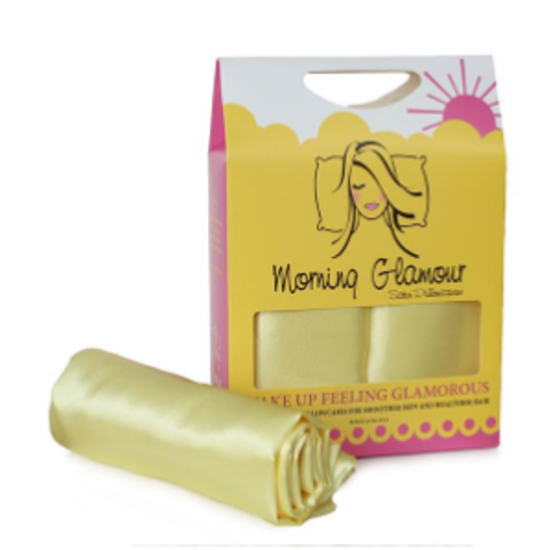 Morning Glamour 600 TC Satin Standard Pillowcases 2 Pack, Yellow