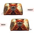 thumbnail image 3 of Easygdp Maple Leaf Meditating Fox Leather Makeup Bag Zipper Pouch Travel Cosmetic Organizer for Women and Girls, Make up Bag with Zipper, 3 of 8