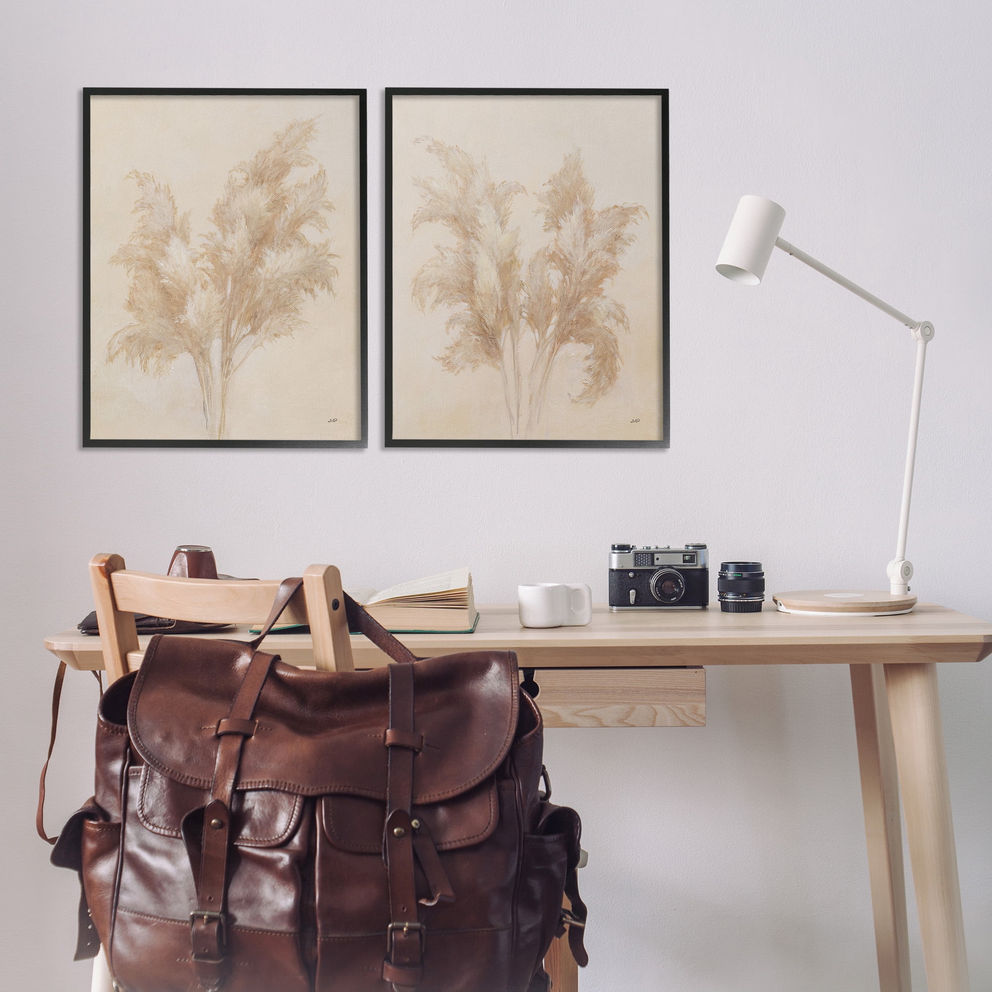 Stupell Industries Rural Reeds Studies Botanical & Floral Drawing Black Framed Art Print Wall Art, 24 x 30, Set of 2