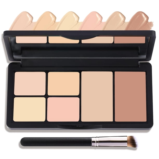 Paleta de correctores correctores de 6 colores Paleta de correctores resaltadores de contorno Kit de maquillaje con base de pincel Paleta de contorno de crema de maquillaje para ocultar imperfecciones
