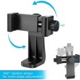 thumbnail image 2 of Adaptador de trípode vertical y horizontal con soporte giratorio y tornillo de 1/4"/clip ajustable para iPhone, teléfonos Android y palos de selfie., 2 of 5