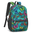 thumbnail image 2 of Butterfly and Multicolor Teal Pattern 17" School Backpacks for Teens,Waterproof Oxford Fabric,S-Shape Padded Straps for School,Travel,Hiking,Camping, 2 of 6