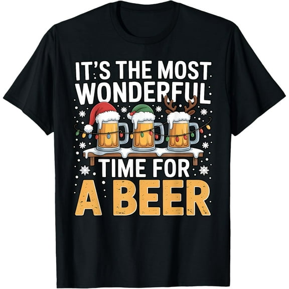 Most Wonderful Time for Beer Funny Holiday Christmas Men T-Shirt