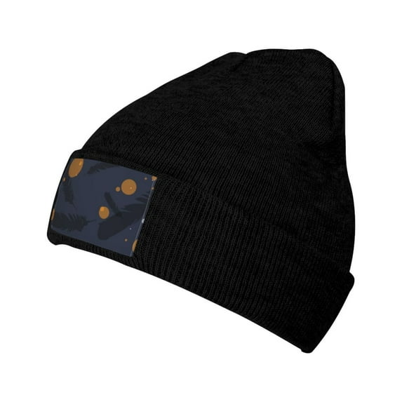 ZICANCN Knit Beanie Hat-Feathers Background Winter Cap Soft Warm Classic Hats for Men Women Aesthetic Blue Orange