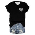thumbnail image 4 of Gbsyewxs Womens Tops Crew Neck Short Sleeve Letter Heart Print Casual Summer T Shirts For Women Black, 4 of 4