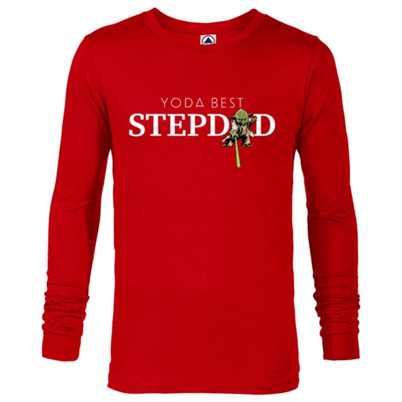 Star Wars Yoda Lightsaber Best Stepdad Birthday Father's Day - Long Sleeve T-Shirt for Men - Customized-New Red