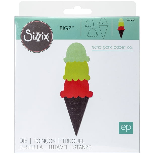 Sizzix Bigz Die By Echo Park 5.5 Inch X 6 InchIce Cream Cone & Sc