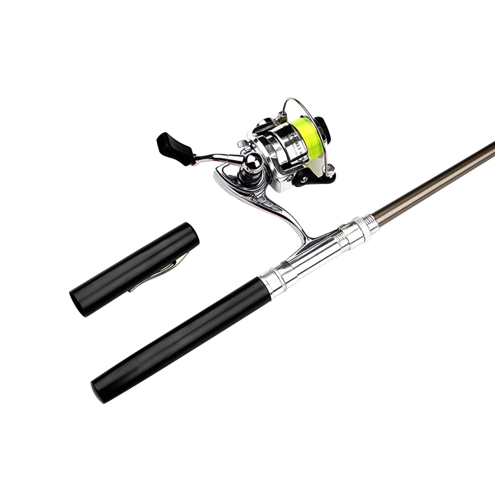 Doorslay Fishing Rod and Reel Combos Portable Pen Shape Fishing Rod  Telescopic Aluminum Alloy Fishing Pole + Metal Fishing Reel Spinning Reel