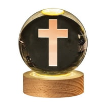 OAVQHLG3B 3D Engraved Crystal Jesus Holy Family Statue Figurine, 3D Crystal Ball Holy Family Statue Catholic with Wooden Base, Crystal Praying Hands with Jesus Christian Religious Easter Gifts