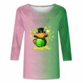 thumbnail image 4 of Meichang Hauts à Manches 3/4 pour Femmes Chemises de la Saint-Patrick Imprimé Trèfle Vert Décontracté Coupe Ample Col Rond Blouses de Vacances, 4 of 5
