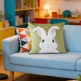thumbnail image 6 of AuroraX Easter Throw Pillow Covers 18x18 Inch Spring Boho Square Flock Velvet Soft Bunny Rabbits Decorative Pillow Covers Green Outdoor Cushion Case for Couch Sofa Bench, 6 of 6