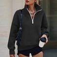 thumbnail image 4 of Half Zip Sweatshirt Womens Casual Long Sleeve Fleece Lined Pullover Oversized Quarter Zip Cozy Sweat Shirt with Pockets, 4 of 7
