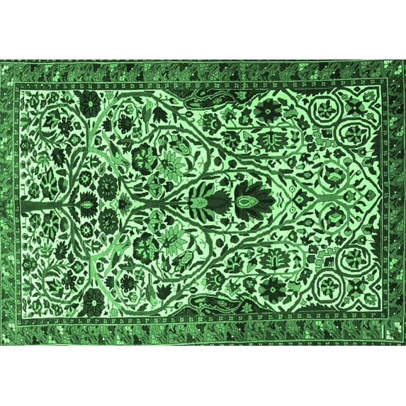 Ahgly Company Indoor Rectangle Persian Emerald Green Traditional Area Rugs, 5' x 7'