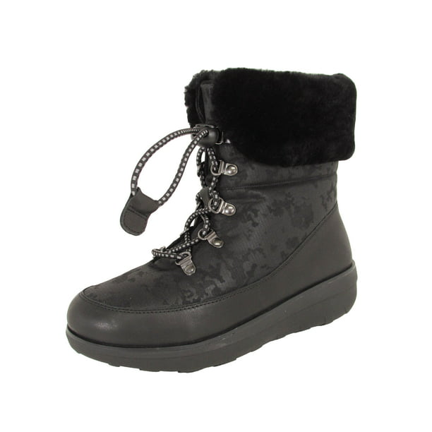 Aubergine Gevlekt ik draag kleding Fitflop Womens Holly Shearling Lace Up Winter Boot Shoes, Black, US 6 -  Walmart.com