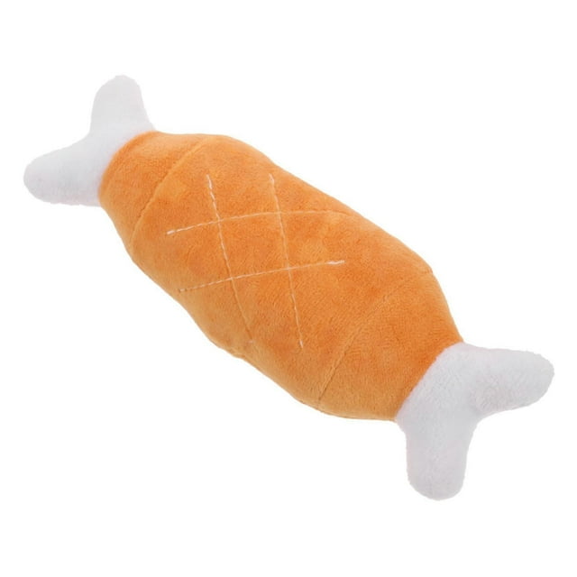 Dog toy plush with squeaker interactive chew toy shaped like a chicken leg for small dogs and cats promotes dental care and engagement