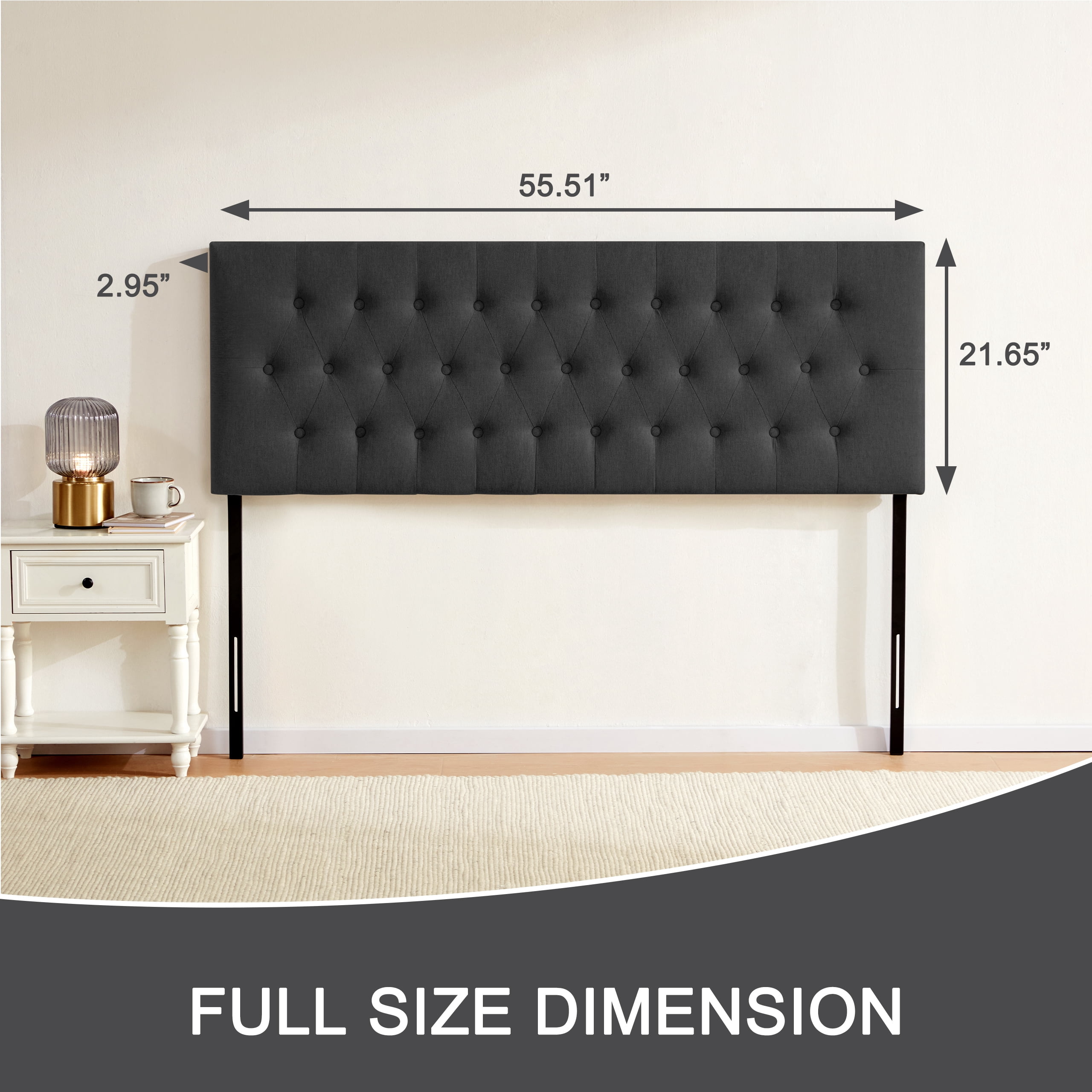 Weture Upholstered Polyester Headboard Adjustable Height Full