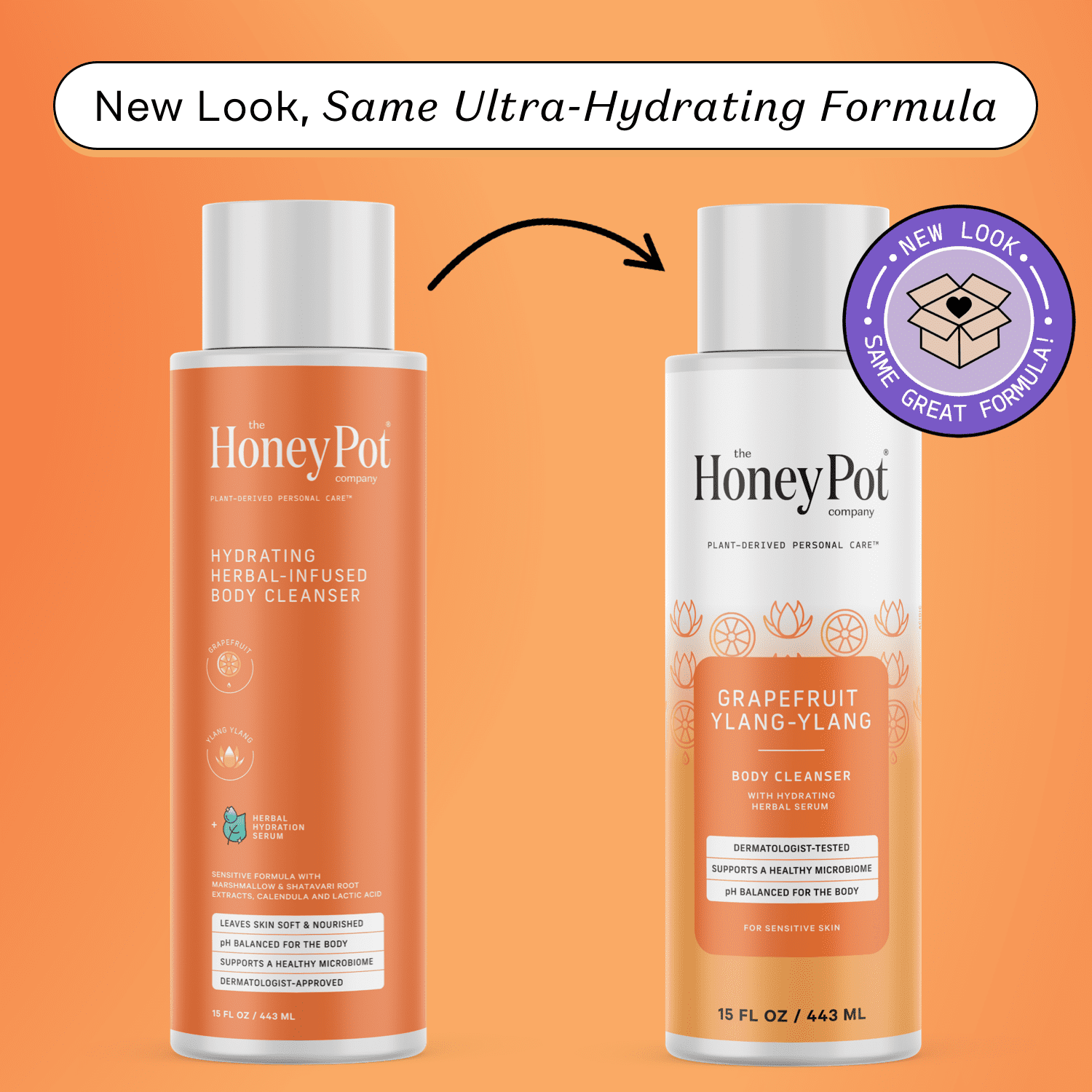 The Honey Pot Company, Grapefruit Ylang Ylang Hydrating Body Cleanser, 15 fl. oz