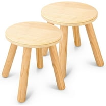 Wooden Step Stools for Kids, 10 Inch Solid Kids Chairs Perfect Matched Sensory Table, Multi-Purpose Children Sitting Stool for Playroom Bathroom (Natural, 2 Pack)