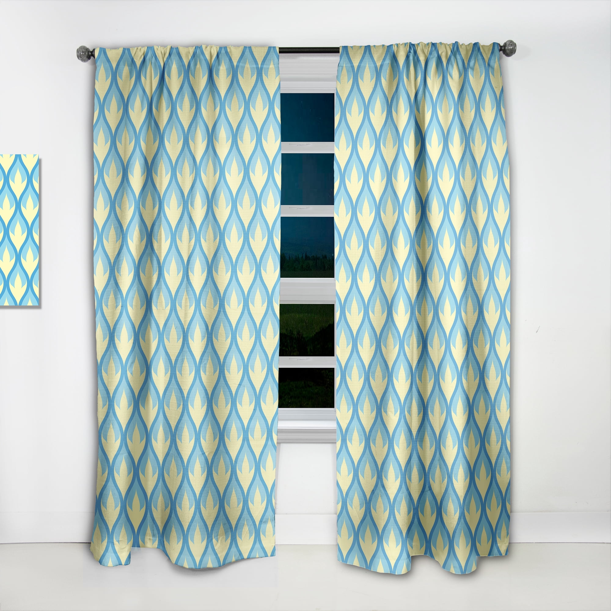 Designart 'Abstract Retro Pattern Design XVII' Mid-Century Modern Curtain Panel