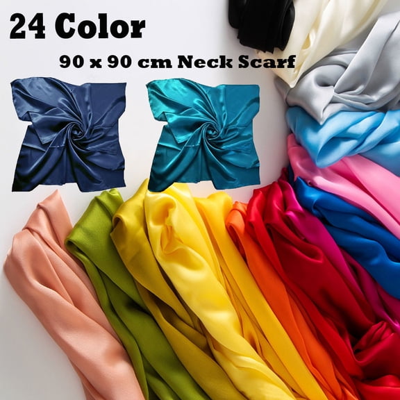 Women Square Neck Scarf Small Satin Scarf Solid Color Head Thin Handkerchief for Women Sleeping Hair Wrapping Soft Lightweight Big Bandana Scarves for Daily Wear QURATI A One Size