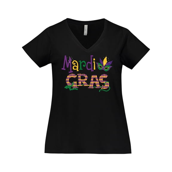 Inktastic Argyle Mardi Gras Women's Plus Size V-Neck T-Shirt