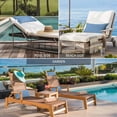 thumbnail image 6 of Chaise Lounge Headrest Pillow 2 Pack, Blue Burlap Texture Waterproof Chair Pillows with Insert & Adjustable Elastic Strap for Beach Pool Recliner, Farmhouse Vintage Blue Outdoor Patio Pillow, 6 of 9