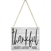 Wood Plaque Sign Wall Hanging Home Decorative Thankful Hearts Gather Here Sign Farmhouse Wooden Hanging Sign Rustic Wall Art Plaque Decor for Front Door Porch Yard 12x8