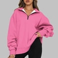 thumbnail image 2 of Womens Oversized Sweatshirt Half Zip,Women's Causal 1/4 Zip Pullover Long Sleeve Collar Sweatshirts Solid Color V Neck Pullover Tops Drop Shoulder Fleece Workout Sweater, 2 of 6