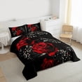 thumbnail image 3 of Manfei Romantic Rose Bedding Comforter Set for Lover, Couple Valentines Day Twin Comforter Sets, Black Red Reversible Bedding Set, Luxury Bedroom Decor, 2 Pieces, 3 of 8