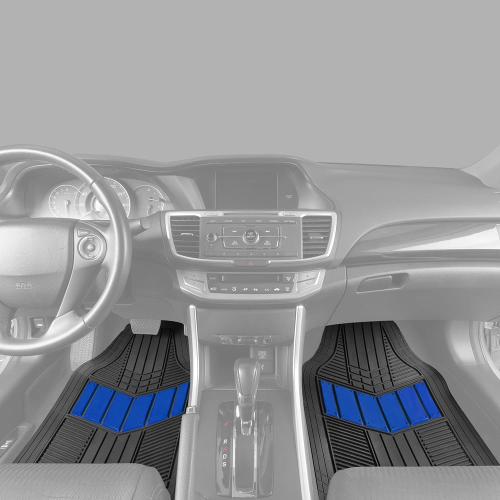 Motor Trend Heavy Duty Blue 2-Tone Mats 4pc Rubber Floor Mats