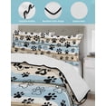 thumbnail image 4 of Blue Dog Paw Print Summer Quilt Set Twin Size,Soft Quilted Bedding Set with 2 Pillow Shams,Vintage Farmhouse Rustic Wooden Grain Lightweight All Season Bedspread Coverlet for Bedroom 68"x86", 4 of 6