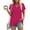 Hot Pink, variant on Womens Summer Tops under $5,Women's Fashion Solid Color Slit Raglan Sleeve Short Sleeve Blouse V-Neck T-Shirt Tops Red XXL