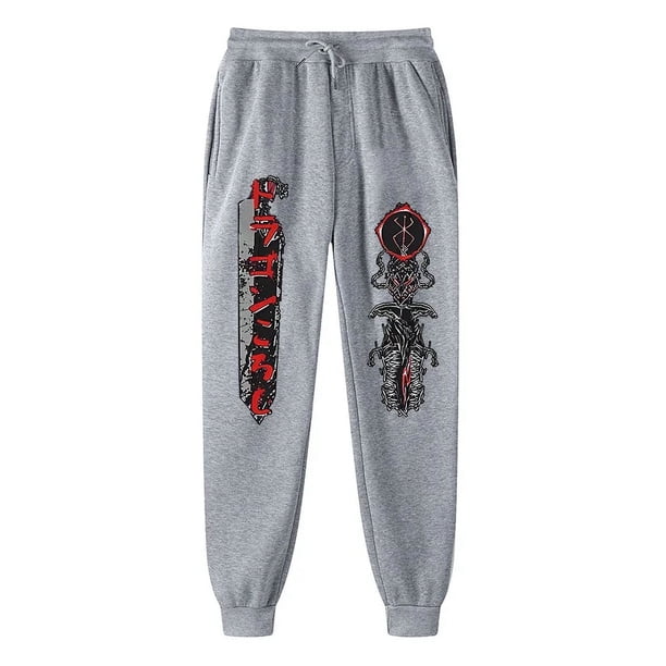 Pantalones de chándal con estampado de Anime Berserk para hombres, pantalones de Joggers atléticos, pantalones de forro polar casuales con bolsillos, disfraz de Cosplay, primavera y otoño