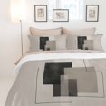 thumbnail image 4 of Abstract Art 4 Piece Bedding Set, Black Brown Geometric Striped Color Block Modern California King Size Duvet Cover Set with Zipper Closure & Corner Ties Soft Breathable Comforter Cover for Bedroom, 4 of 9