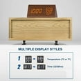 thumbnail image 4 of Reloj despertador digital, con pantalla LED electrónica de madera, 3 configuraciones de alarma, detección de humedad y temperatura, relojes eléctricos hechos de madera para dormitorio, mesita de noche, 4 of 5