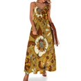 thumbnail image 1 of Vestido sin mangas con estampado floral Flower Power de los años 70, color naranja, mostaza y amarillo, vestido de verano, vestido de verano para uso diario, 1 of 7