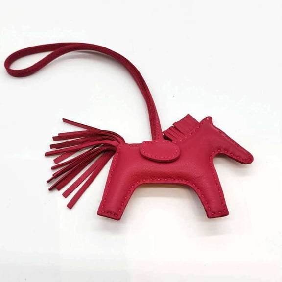 Pre-Owned Hermes Rodeo PM Bag Charm, Dark Pink, Agneau Milo Leather, Horse Motif, Women's HERMES